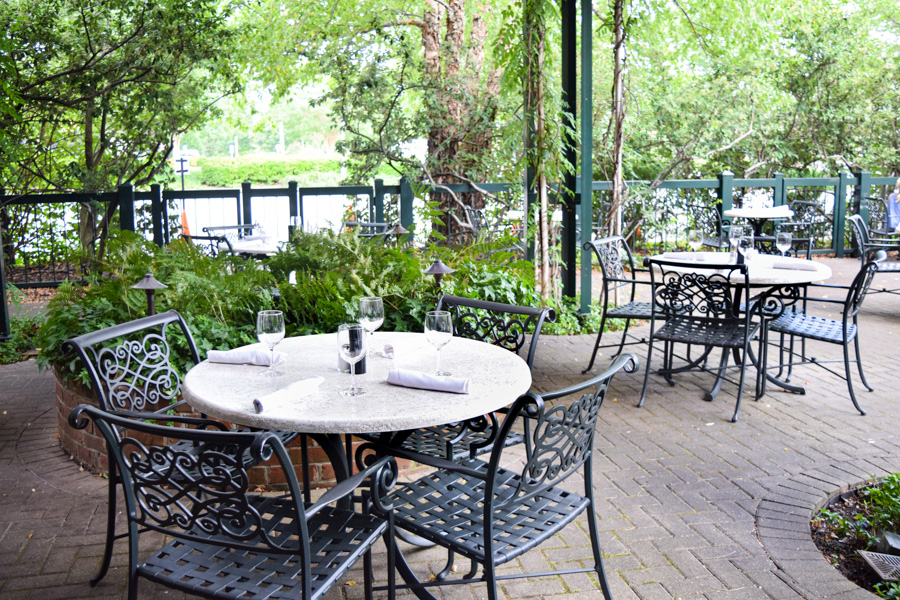 Green Valley Grill Courtyard with socially distant tables