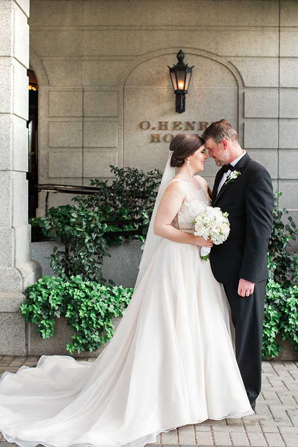 Weddings at O.Henry Hotel Stephanie and Tim's Bridal Portraits in front of O.Henry