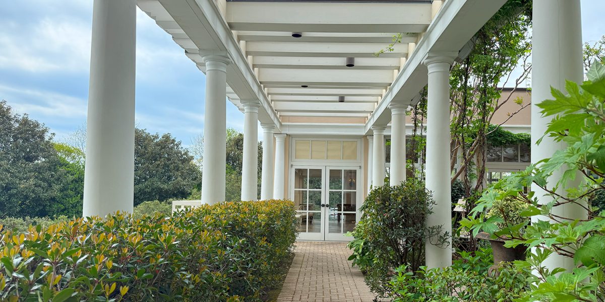 Don Rives Cloister Garden A view of the Don Rives Cloister Garden from under the Arbor.