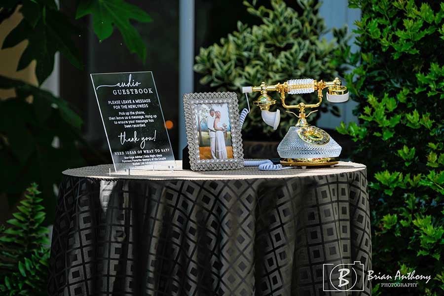 Photo of the "Audio Guestbook" where guests can pick up the phone and record a message to the Bride and Groom.