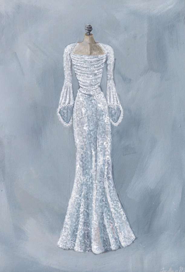 Canvas Painting of Wedding Dress A canvas painting of Kim's wedding dress painted by her daughter, Jordan.