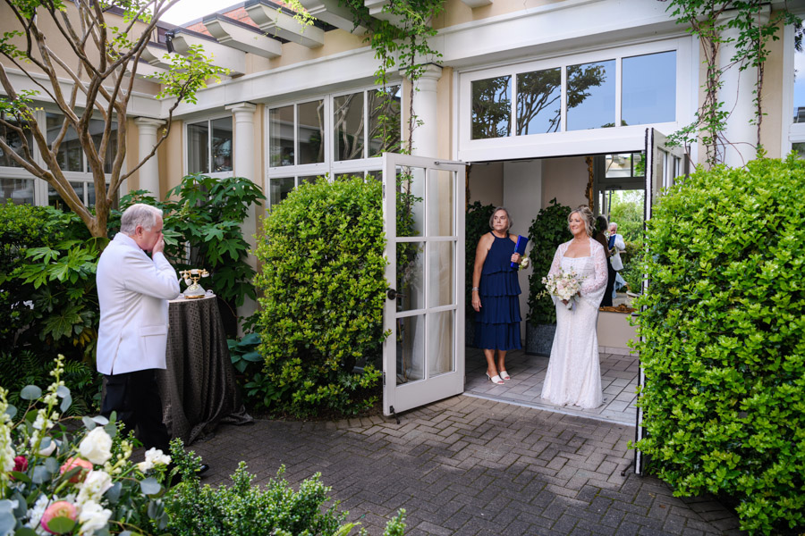 Walking through the double doors and into the Cloister Garden, Kim took Jim's breath away.