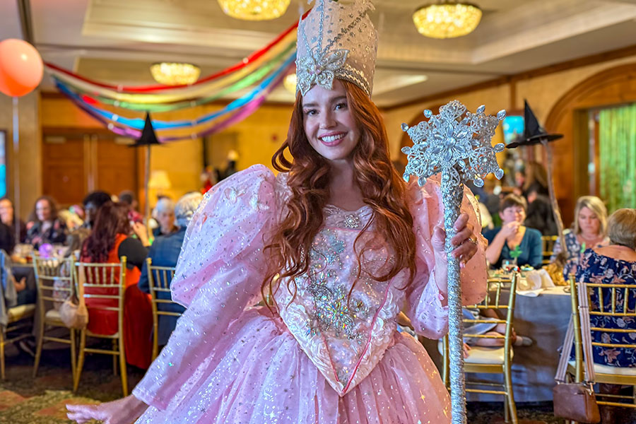 Glenda "the Good Witch" greets guests at the Wizard of Oz Tea